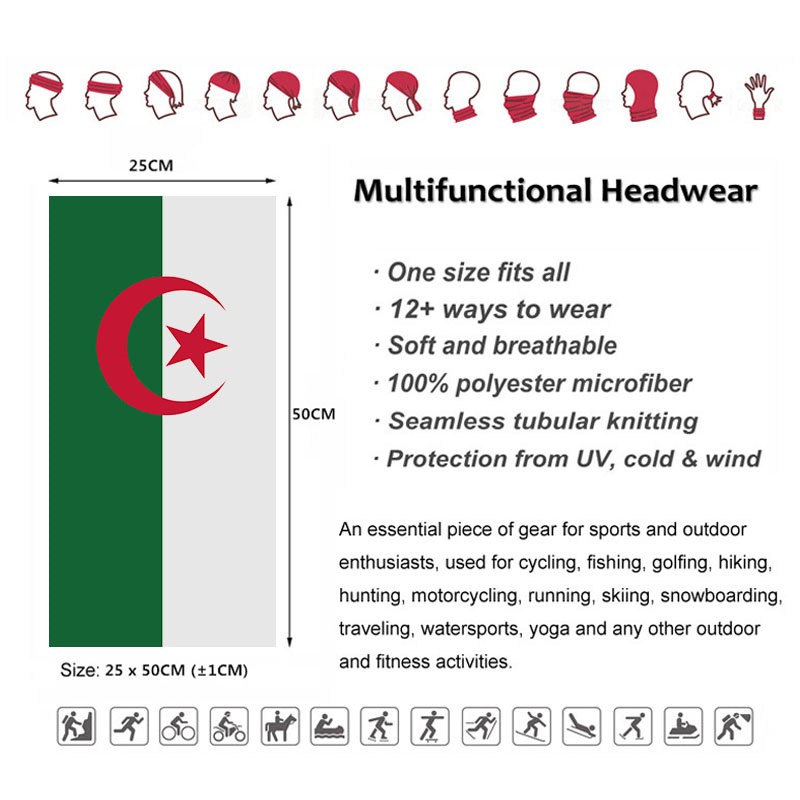 Algeria Vlag Bedrukt Bandana H - Cycling Gear Usa recensie en prijs